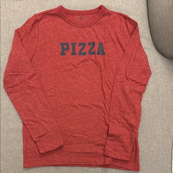 Jcrew Factory Crewcuts Red Long Sleeve 'Pizza' Shirt - Picture 1 of 5